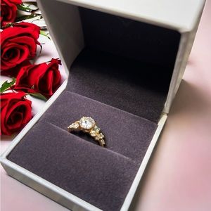 1CT Round Cut Moissanite Wedding Engagement Women's Ring 14K Yellow Gold Plated